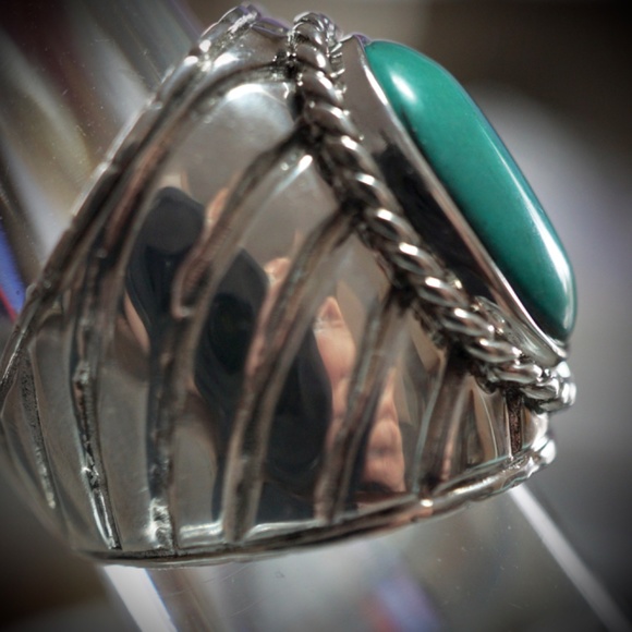 Lucas LaMeth Vintage Sterling & Turquoise Ring SZ6 - Picture 2 of 5
